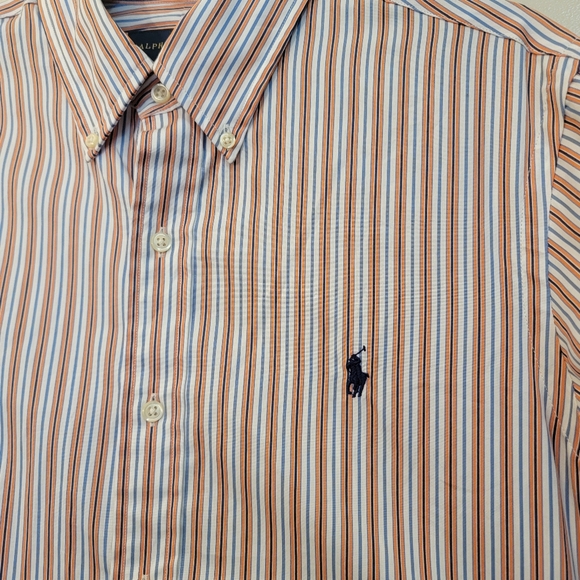 Ralph Lauren Blue Label Slim Fit Medium Orange Blue Stripe - Picture 2 of 4